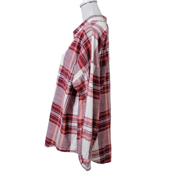 Old Navy Size XL Maroon Plaid Boyfriend Slit Back Shirt, Exc. Used Condition - Picture 4 of 14
